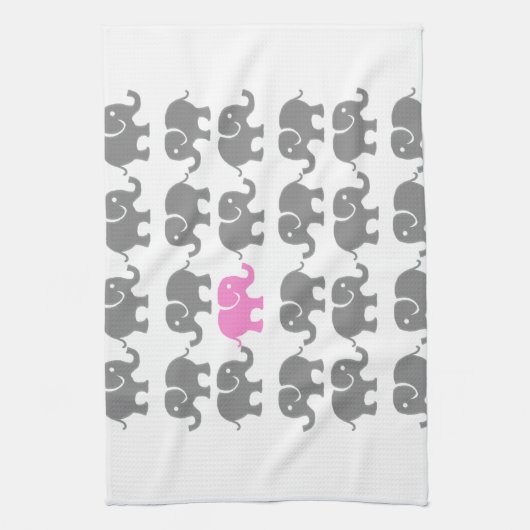 Rosa und graue Elefant-Kunst Handtuch (Vertikal)
