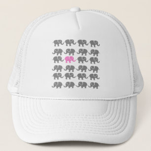 Rosa und graue Elefant-Kunst Truckerkappe