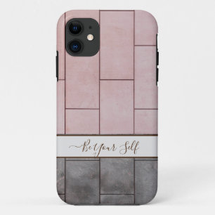 Rosa und graue Fliesen monogramm iPhone Gehäuse. C Case-Mate iPhone Hülle