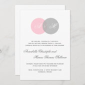 Rosa und graue gebundene Kreise Einladung zur Hoch (Vorne/Hinten)