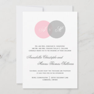 Rosa und graue gebundene Kreise Einladung zur Hoch