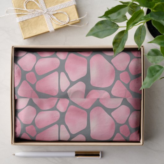 Rosa und graue Giraffe Print Decoupage Seidenpapier (Geschenk)