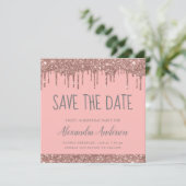 Rosa und graue Glitzer Sweet 16 Save the Date Einladung (Stehend Vorderseite)
