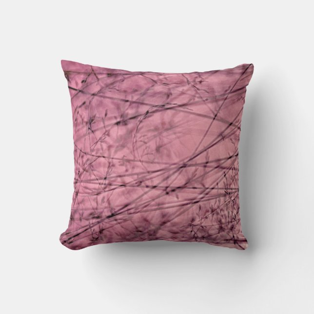 Rosa und graue Graslandschaft Kissen (Vorderseite)