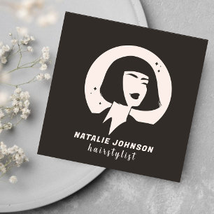 Rosa und graue Haarstyllenschere für Frauen Logo Quadratische Visitenkarte