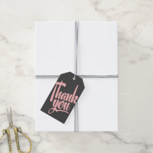Rosa und graue handgeschriebene Hochzeit-Dankeschö Geschenkanhänger