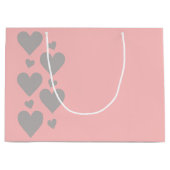 Rosa und graue Herzen große Geschenktasche Geschenktüte (Vorderseite)