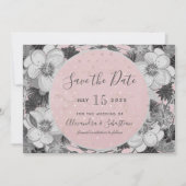 Rosa und graue Hochzeit speichern das Datum der Ei Save The Date (Vorderseite)