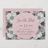 Rosa und graue Hochzeit speichern das Datum der Ei Save The Date (Vorne/Hinten)