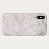 Rosa und graue Imitat Marmor Moderne Personalisier Case-Mate iPhone Hülle (Rückseite (Horizontal))