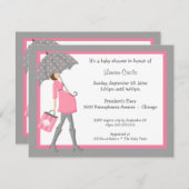 Rosa und graue Käufer-Babyparty-Einladung Einladung (Vorne/Hinten)