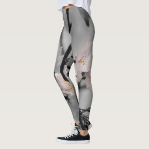 Rosa und graue Kirschblüten Leggings