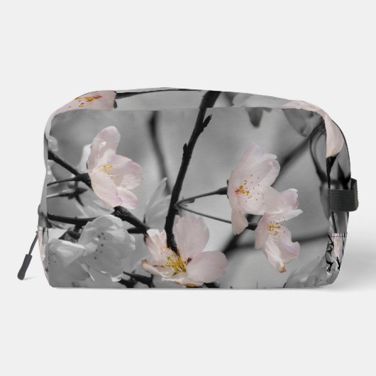 Rosa und graue Kirschblüten Waschbeutel (Rückseite)