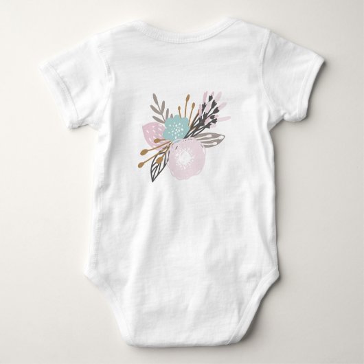 Rosa und graue kleine Einhornhandschrift mit Blume Baby Strampler (Rückseite)