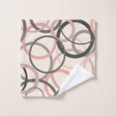 Rosa und graue Kreise Badhandtuch Set (Waschlappen)