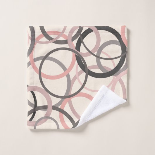 Rosa und graue Kreise Badhandtuch Set (Waschlappen)
