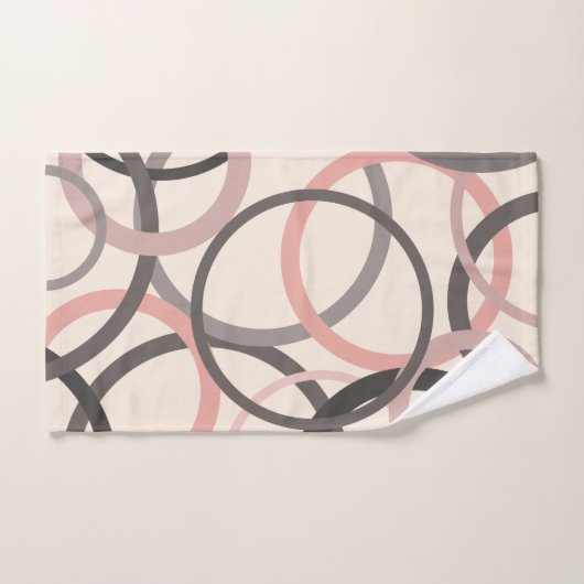Rosa und graue Kreise Badhandtuch Set (Handtuch)