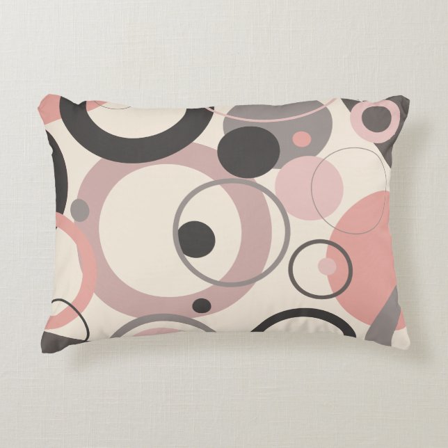 Rosa und graue Kreise des M-Jahrhunderts Moderne Dekokissen (Vorderseite)