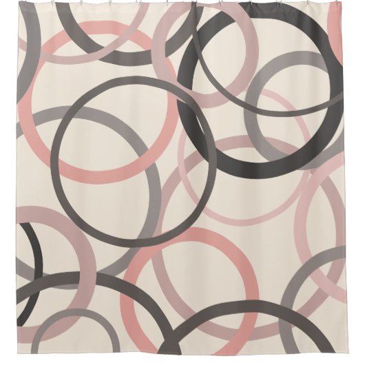 Rosa und graue Kreise Duschvorhang (Vorderseite)