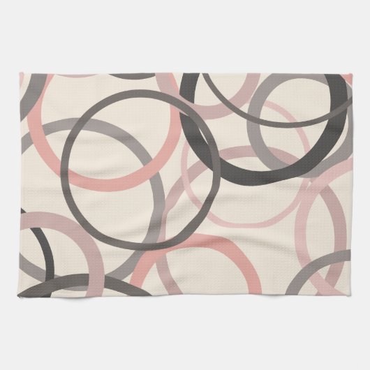 Rosa und graue Kreise Geschirrtuch (Horizontal)