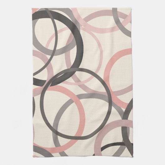 Rosa und graue Kreise Geschirrtuch (Vertikal)