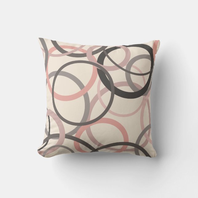 Rosa und graue Kreise Kissen (Vorderseite)