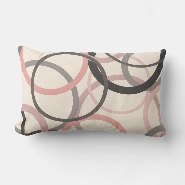 Rosa und graue Kreise Lendenkissen (Vorderseite)