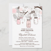 Rosa und graue Mason Jars Kinderdusche Einladungen (Vorderseite)