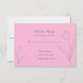 Rosa und graue Minimalistische Tulip Hochzeit RSVP Karte