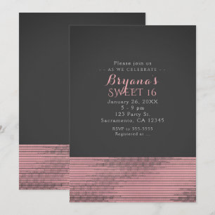 Rosa und graue moderne glamouröse Pailletten-Party Einladung