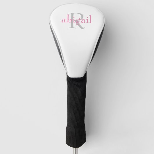 Rosa und graue Mongram Treiber Golf Head Cover Headcover (Vorderseite)
