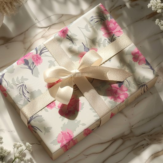 Rosa und graue Narbenblume Geschenkpapier