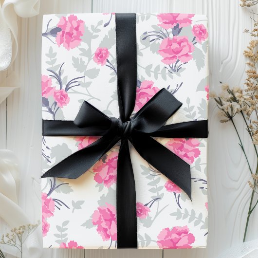 Rosa und graue Narbenblume Geschenkpapier
