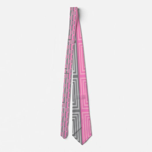 Rosa und graue Necktie mit abstraktem Design Krawatte (Rückseite)