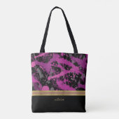Rosa und graue Paint Spritzer Mit Monogramm Tasche (Rückseite)