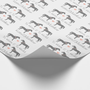 Rosa und Graue Pferde Hochzeit Geschenkpapier