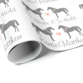 Rosa und Graue Pferde Hochzeit Geschenkpapier (Rolleneckpunkt)