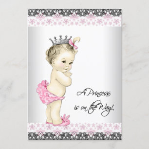 Rosa und Graue Prinzessin Baby Shower Einladung