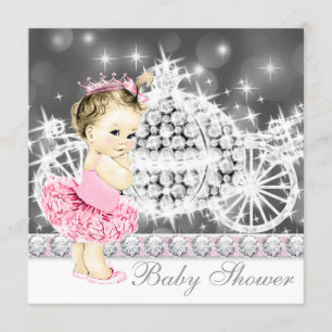 Rosa und Graue Prinzessin Ballerina Tutu Babyshowe Einladung