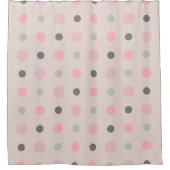 Rosa und graue Punkte Duschvorhang (Vorderseite)