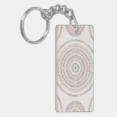 Rosa und graue Punkte und Striche Doodles Mandala Schlüsselanhänger (Vorderseite links)