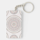 Rosa und graue Punkte und Striche Doodles Mandala Schlüsselanhänger (Rückseite)