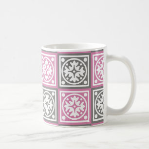 Rosa und graue Quadrate für die Kaffeemaschine Tas Kaffeetasse