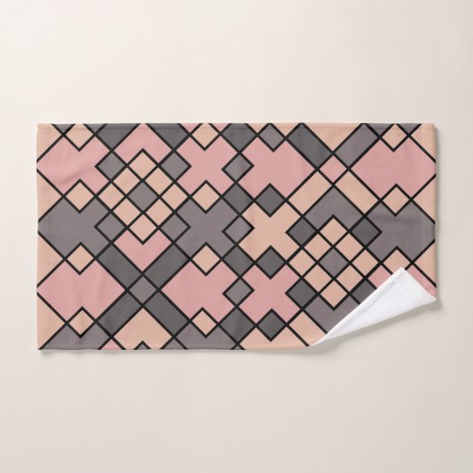 rosa und graue Rechtecke Badhandtuch Set (Handtuch)