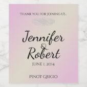 Rosa und graue romantische Hochzeitsweinmarke Weinetikett (Einzelnes Label)