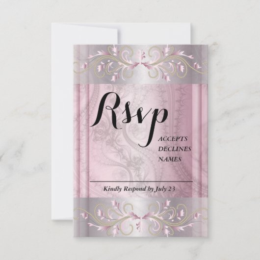 Rosa und graue Rsvp-Karte RSVP Karte (Vorderseite)