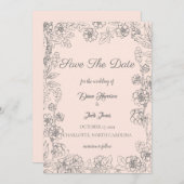 Rosa und graue Save the Date Hochzeit Einladung (Vorne/Hinten)