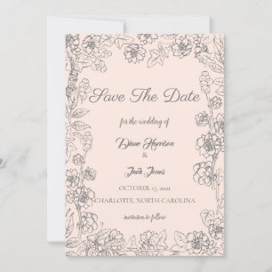 Rosa und graue Save the Date Hochzeit Einladung