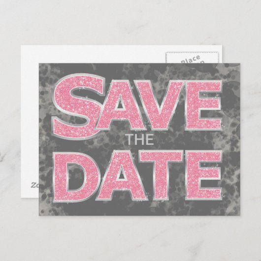 Rosa und graue Save the Date Postkarten (Vorne/Hinten)