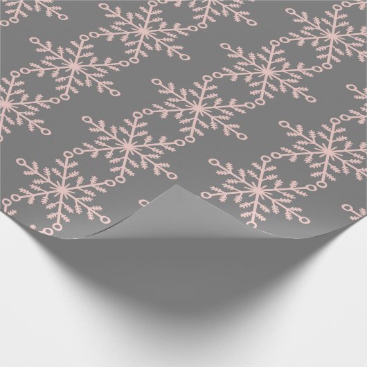 Rosa und graue Schneeflocken Papier für die Freize Geschenkpapier (Ecke)